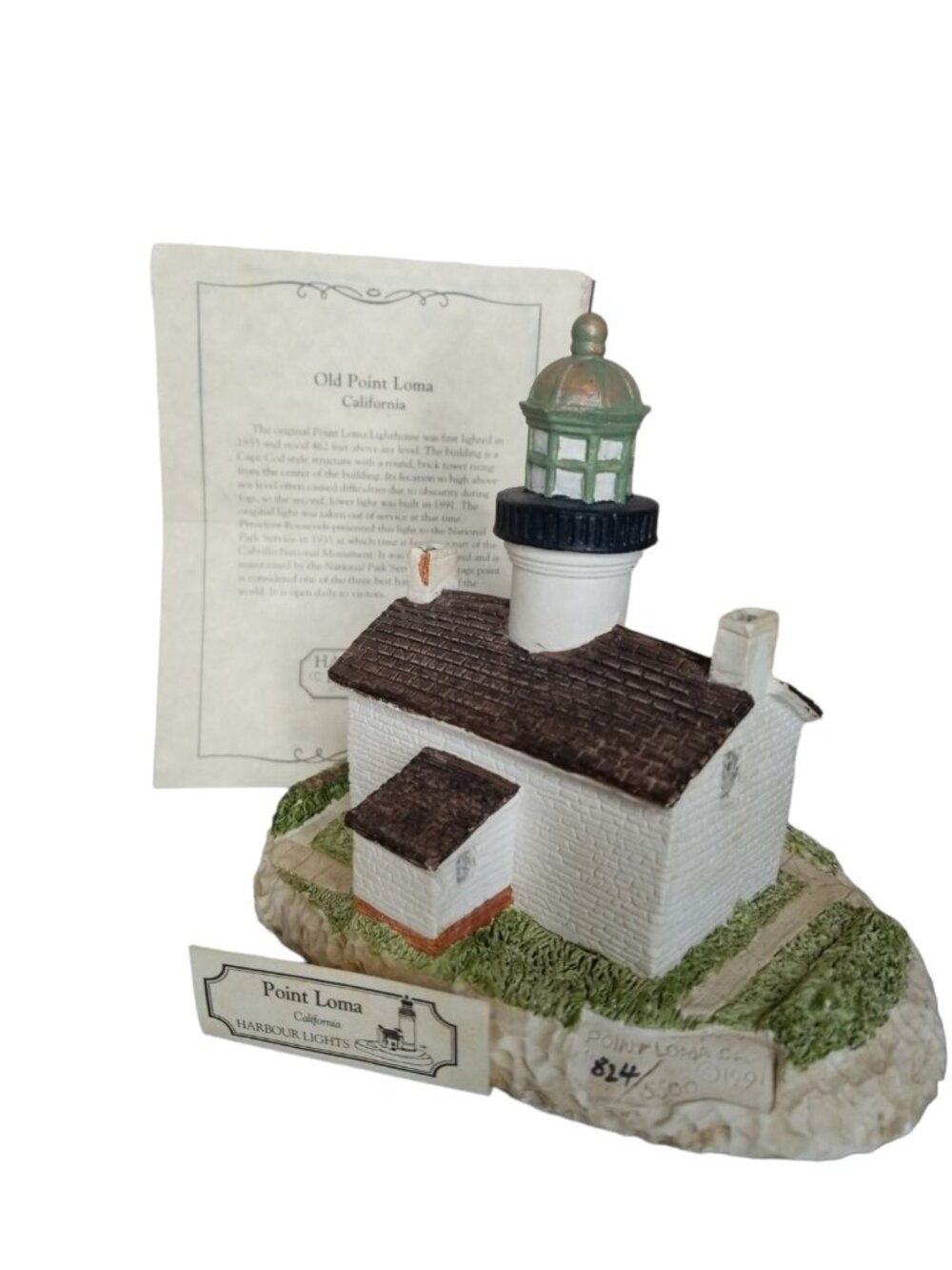 Harbour Lights Old Point Loma CA HL 105 1991 824/5500 COA ID Lighthouse Green